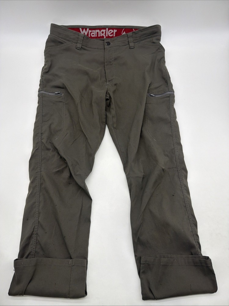 Wrangler Cargo Pants Men Size 36/30 Gray Pockets Zip Logo .#43636