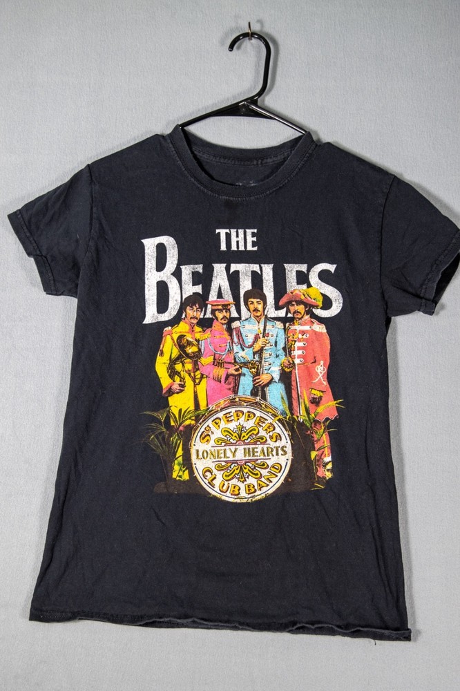 The Beatles Sgt Pepper T Shirt XS Black Band Graphic Music Tee Unisex