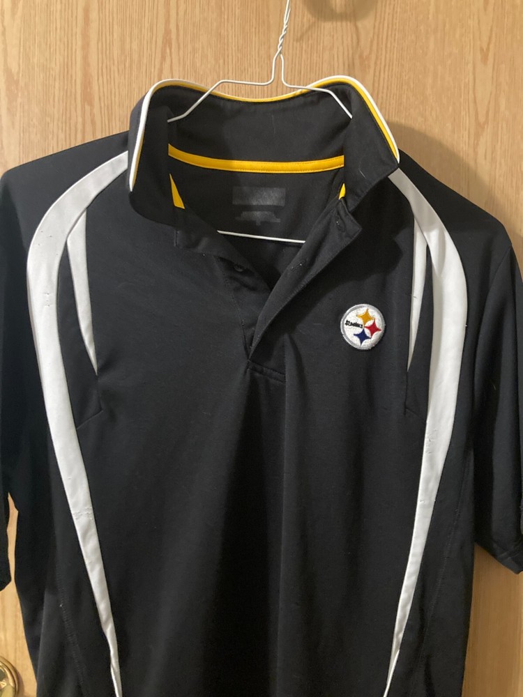 NFL Team Apparel Men's Pittsburgh Steelers Polyester Golf Shirt Polo Size M