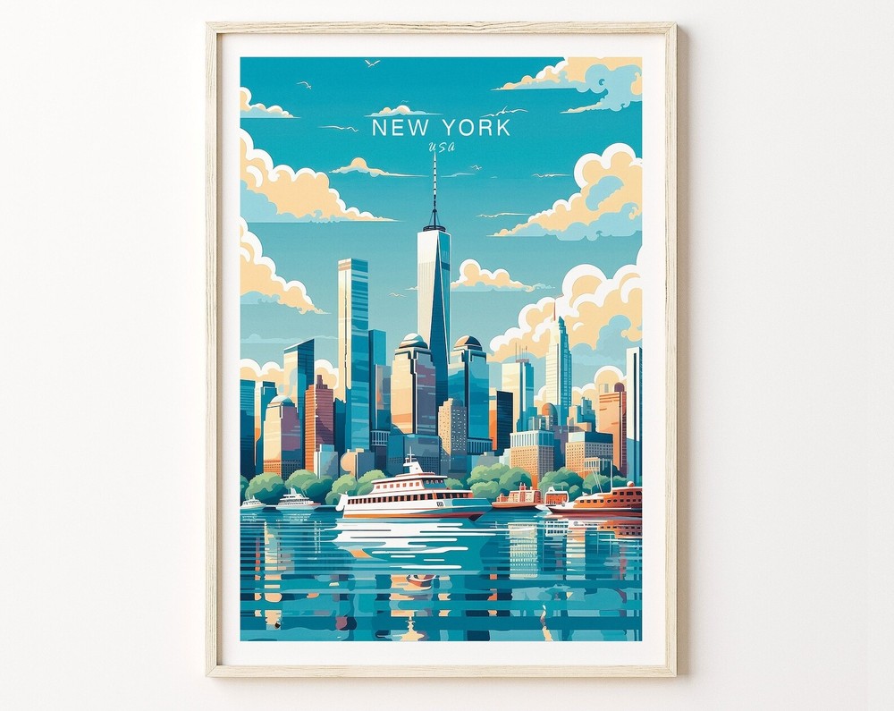 Vintage New York Skyline Travel Poster Wall Art for Wanderers  