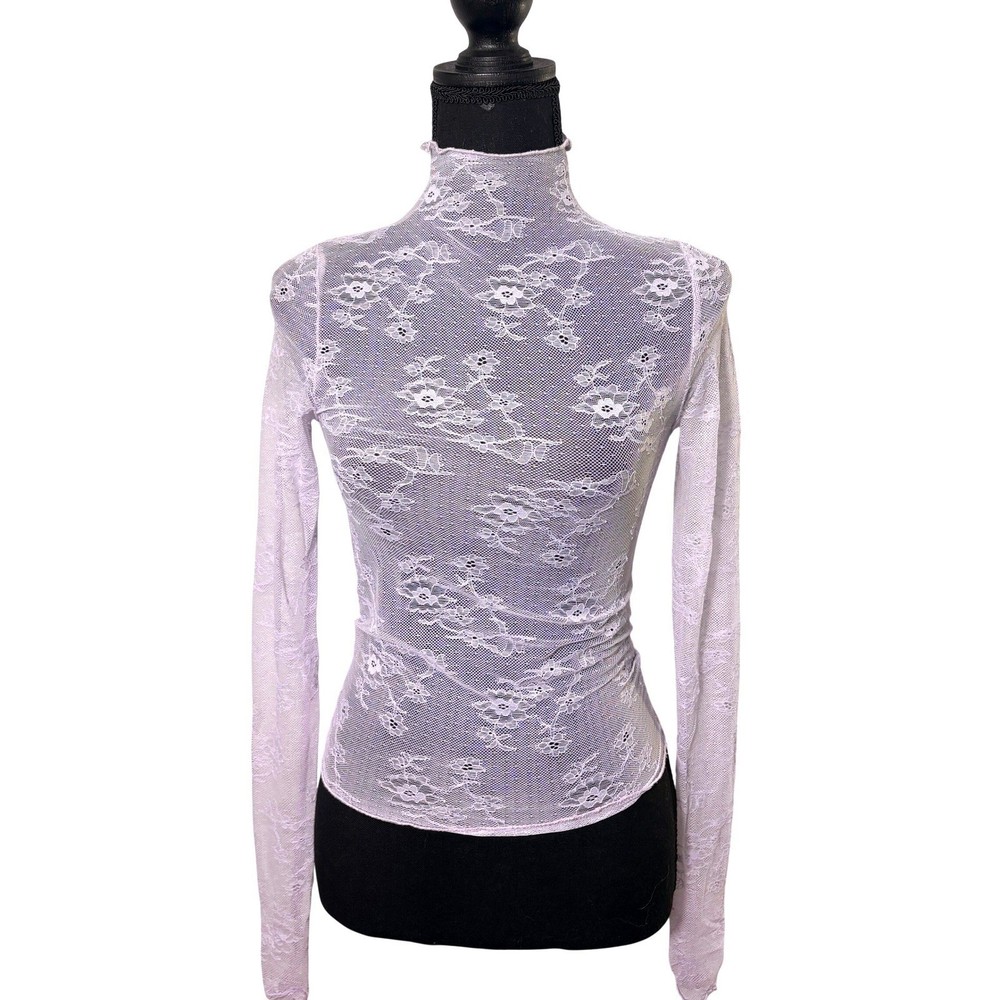 Y2K Sheer Lace Mesh Layering Top Small Coquette Fairy Pastel Romantic Boho Indie