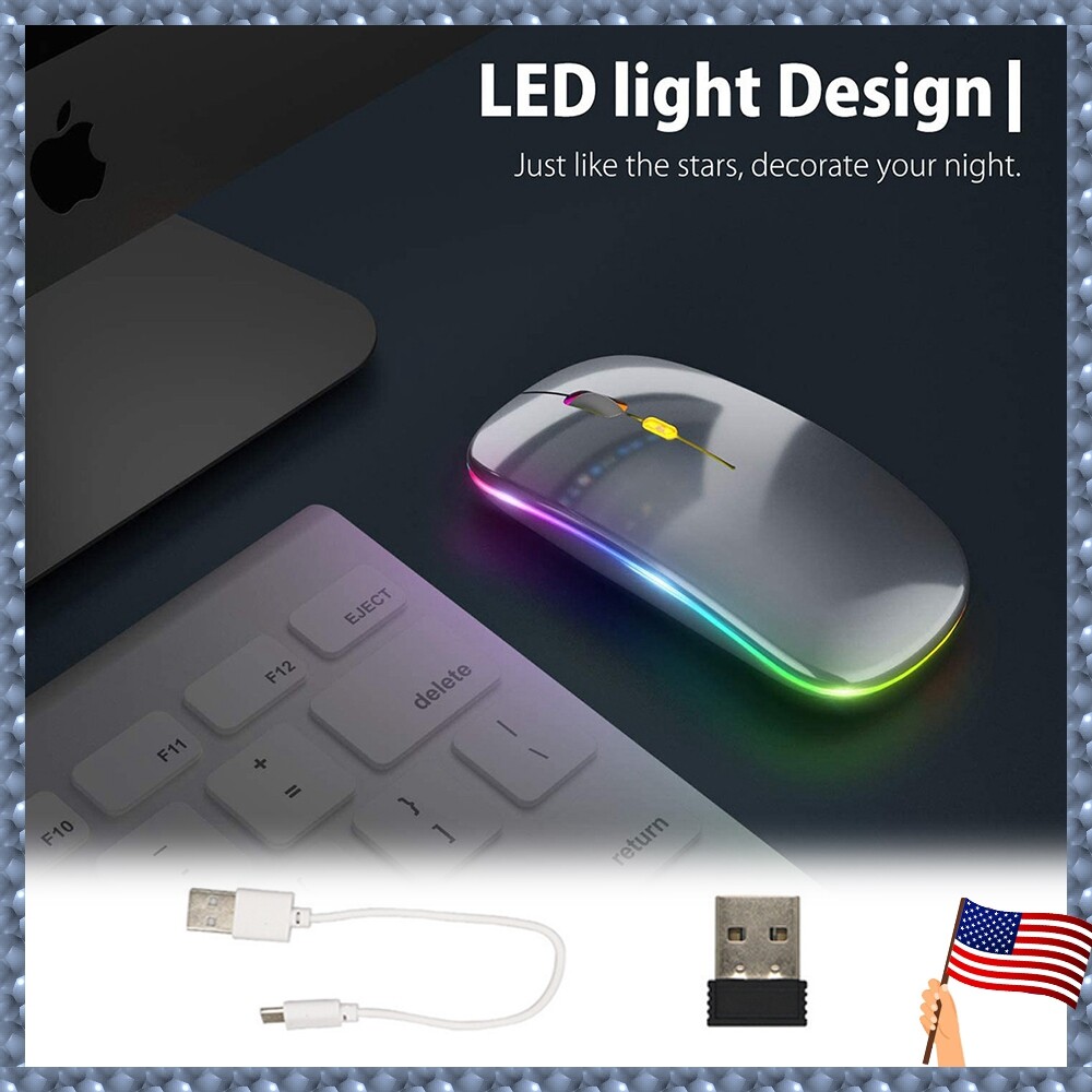 Slim Rechargeable Wireless Mouse Bluetooth 5.0 and 2.4G for Laptop PC