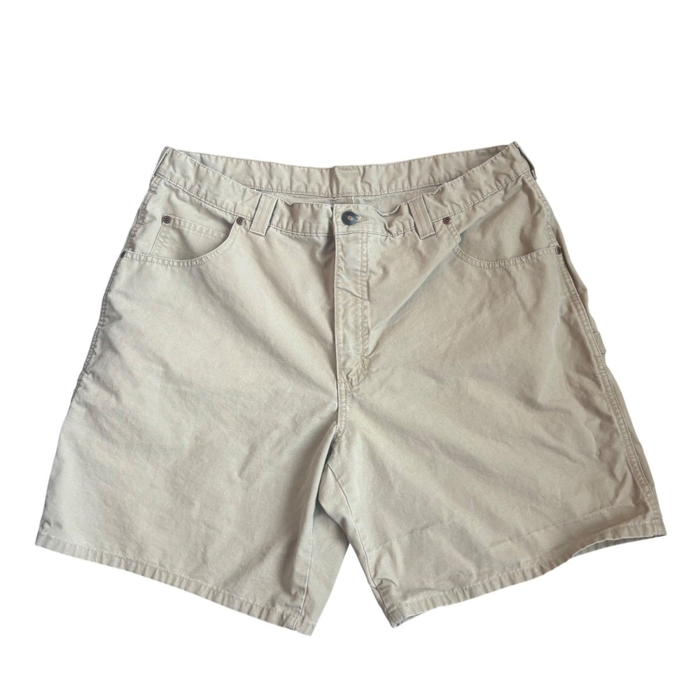 Vintage Lands End  Mens Carpenter Shorts Khaki Duck Canvas Utility Workwear 38