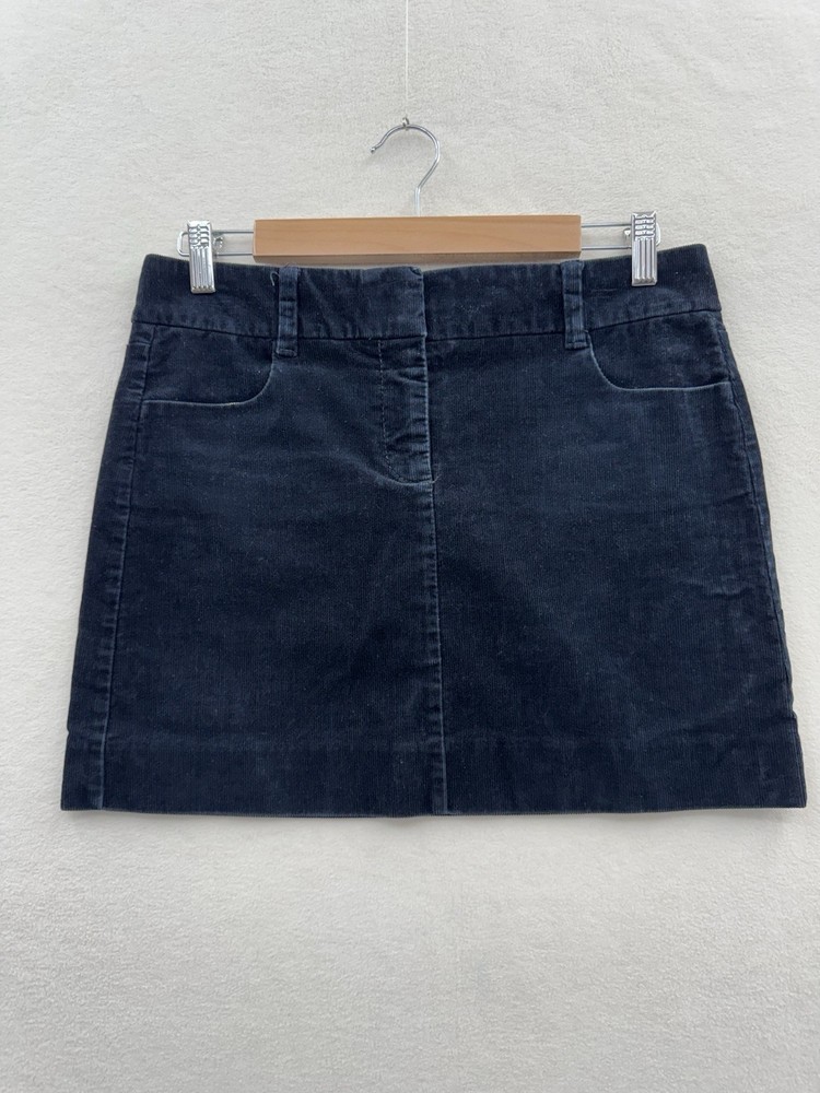 J. Crew Women’s 4 Blue Corduroy A-Line Mini Skirt Button Front Cotton