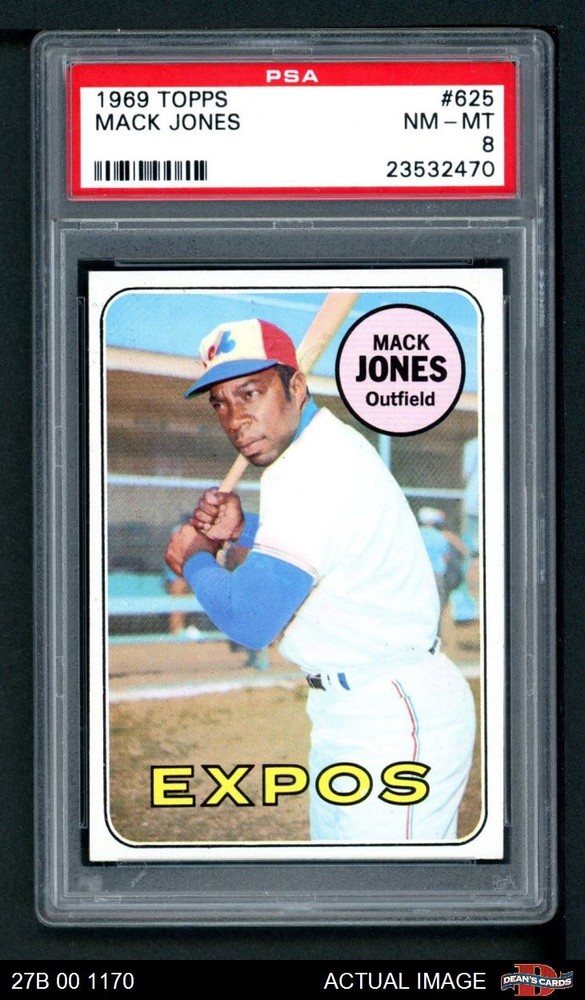 1969 Topps #625 Mack Jones Expos PSA 8 - NM/MT