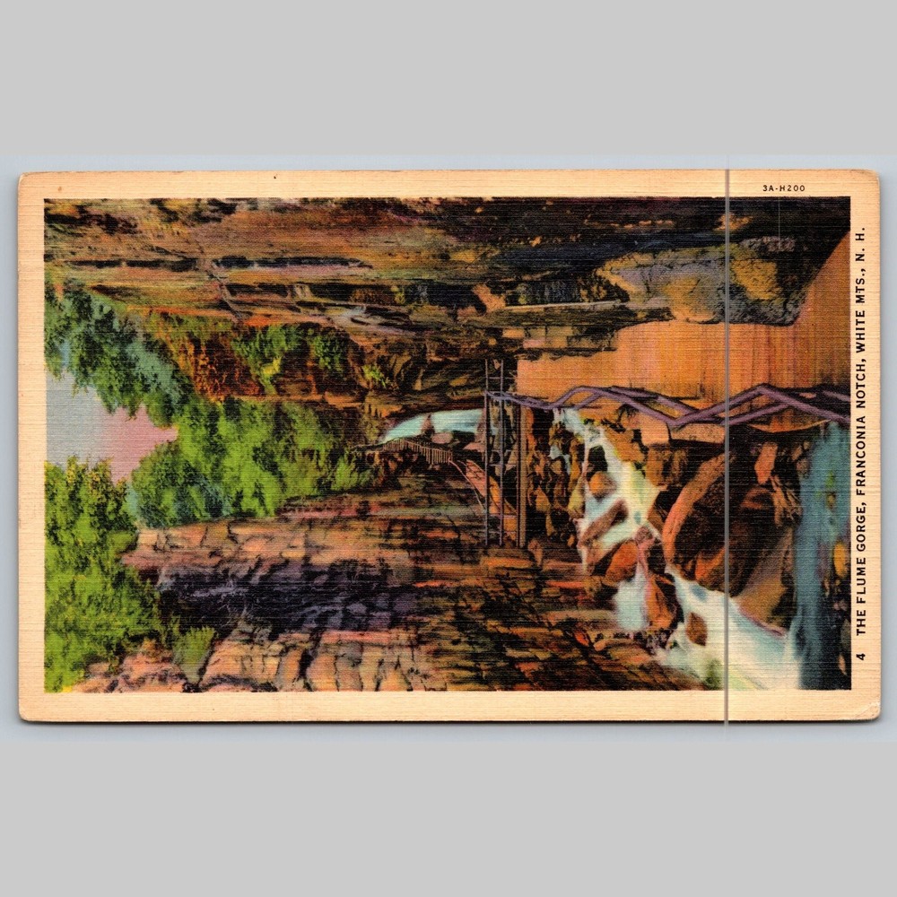 Postcard The Flume Gorge Franconia Notch White Mountains NH 1937