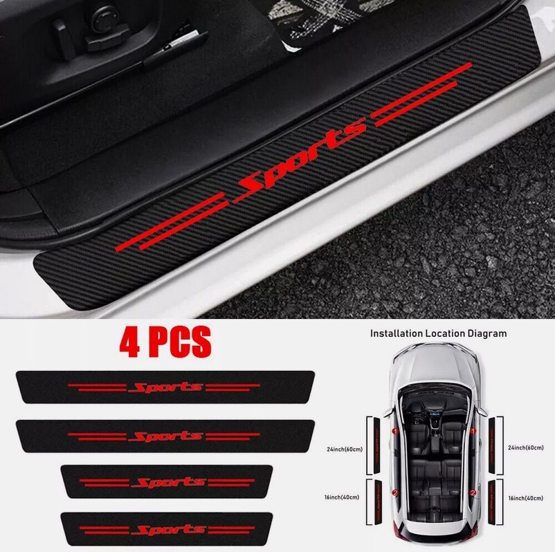 Ford Mustang 4X Red Door Sill Scuff Protector Anti-Scratch Sticker