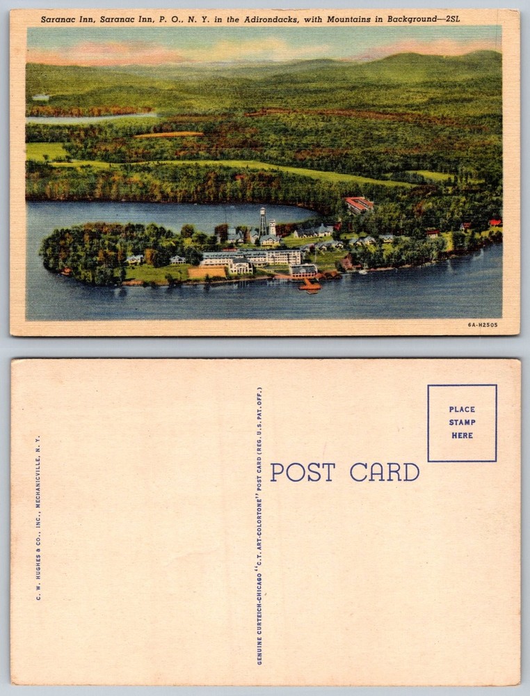 Saranac Inn Adirondacks NY Vintage Postcard C.T. Art-Colortone New York Scenic