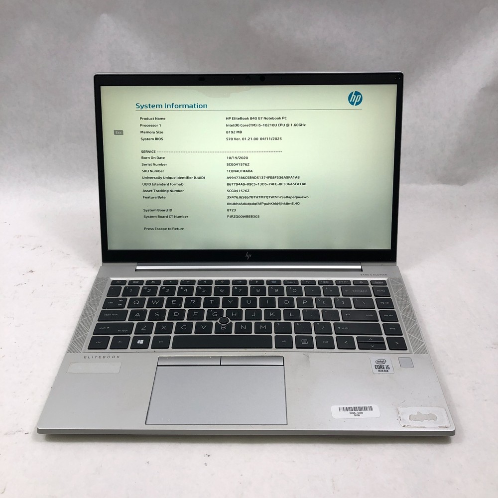 HP EliteBook 840 G7 Intel Core i5-10210U 1.60GHz 8GB NO SSD *READ