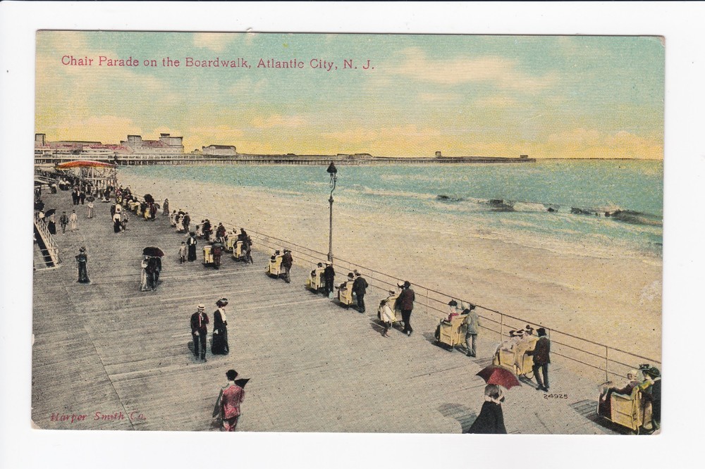 Chair Parade On The Boardwalk Atlantic City New Jersey Divided Back Postcard