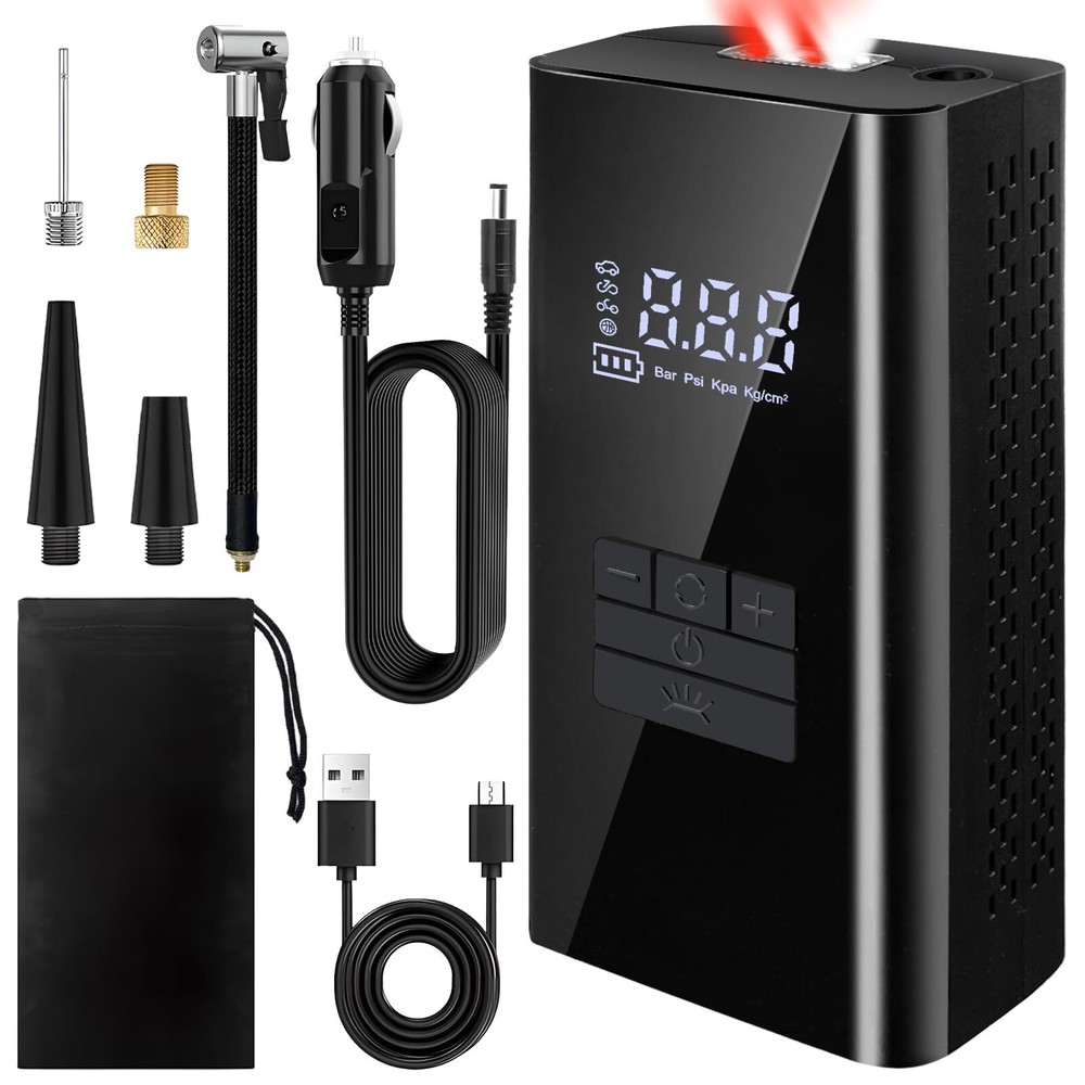 NEBICALS 150PSI Cordless Tire Inflator Portable Air Compressor 2X Faster Inflation