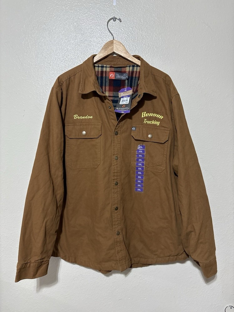 American Outdoorsman Jacket for Men - Brown Canvas Flannel Fleece Lined 2XL