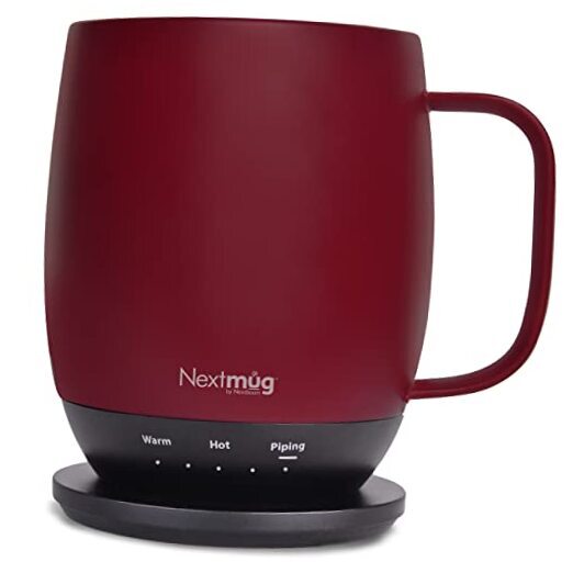 Nextmug - Temperature-Controlled, Self-Heating Coffee Mug (- 14 oz.) Burgundy