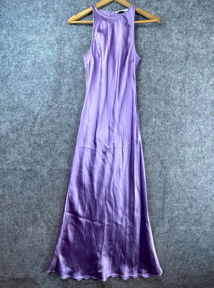 & Other Stories Stockholm Atelier Dress Womens 6 Purple Satin Simple Classy