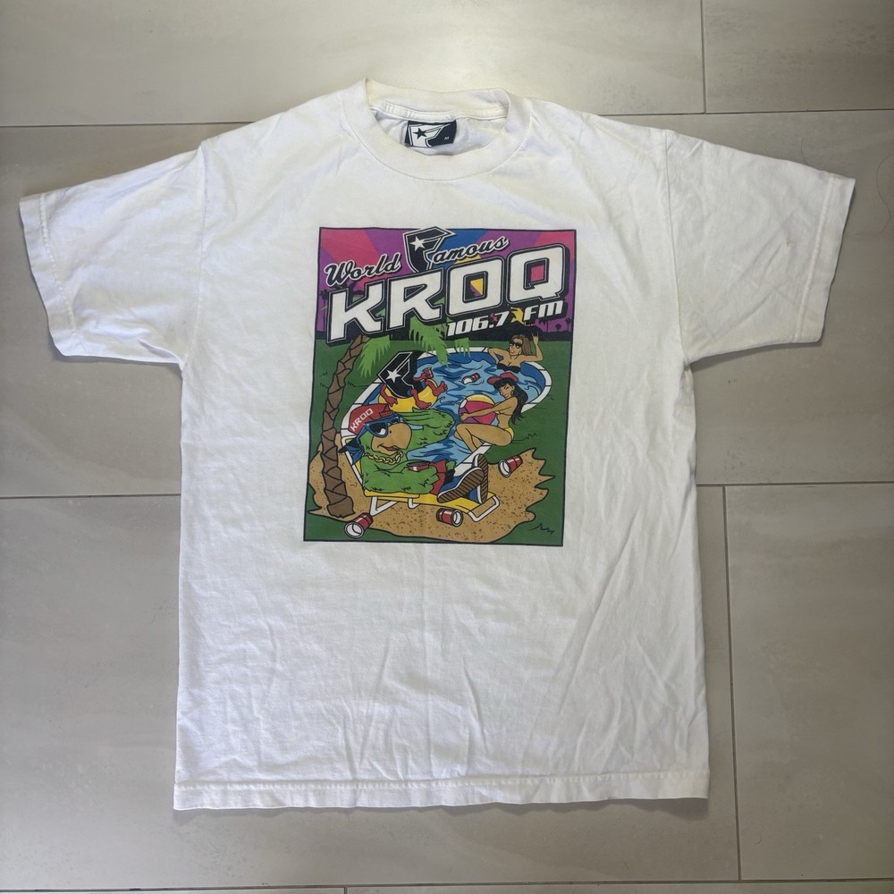 Famous Stars & Straps KROQ 106.7 FM Graphic T Shirt White Size M Streetwear Rare