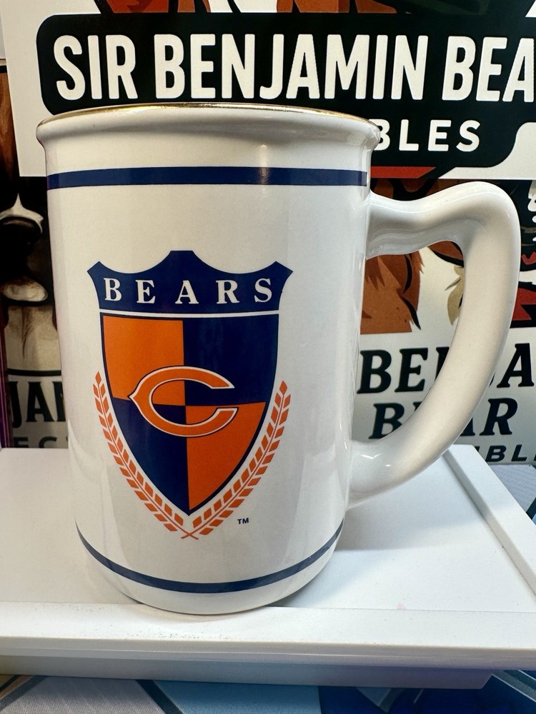 Vintage Chicago Bears Emblem Coffee Mug with Gold Trim Rare NFL Cup Mug Stein