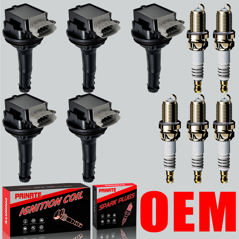 Brand 5X OEM Ignition Coil & Iridium Spark Plugs For Volvo C30 C70 S40 S60 UF517