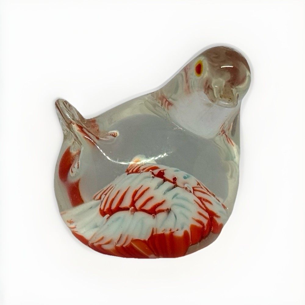 VTG Art Glass Bird Baby Chick Figurine Paperweight Millefiori Murano Style