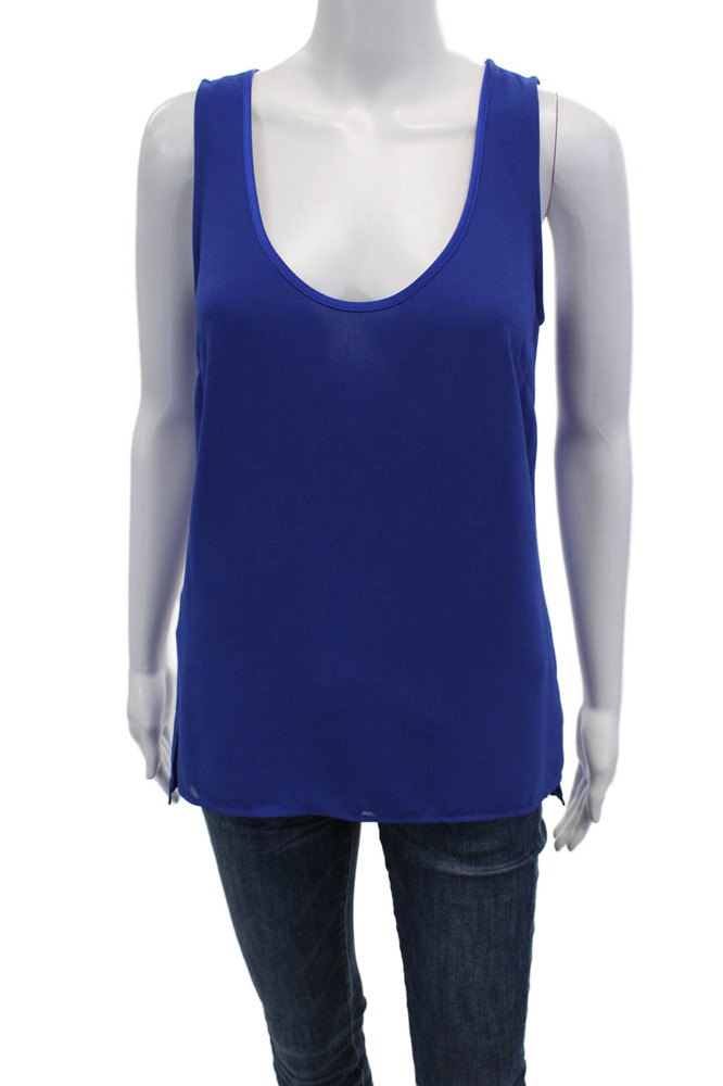 Badgley Mischka Womens Layered Scoop Neck Tank Top Blouse Ink Blue Size LFree Shipping in US $100+ Orders | $6.95 Orders Below