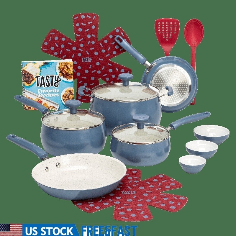 16 Piece Non-Stick Ceramic Cookware Set Induction Dishwasher Safe Easy Clean New