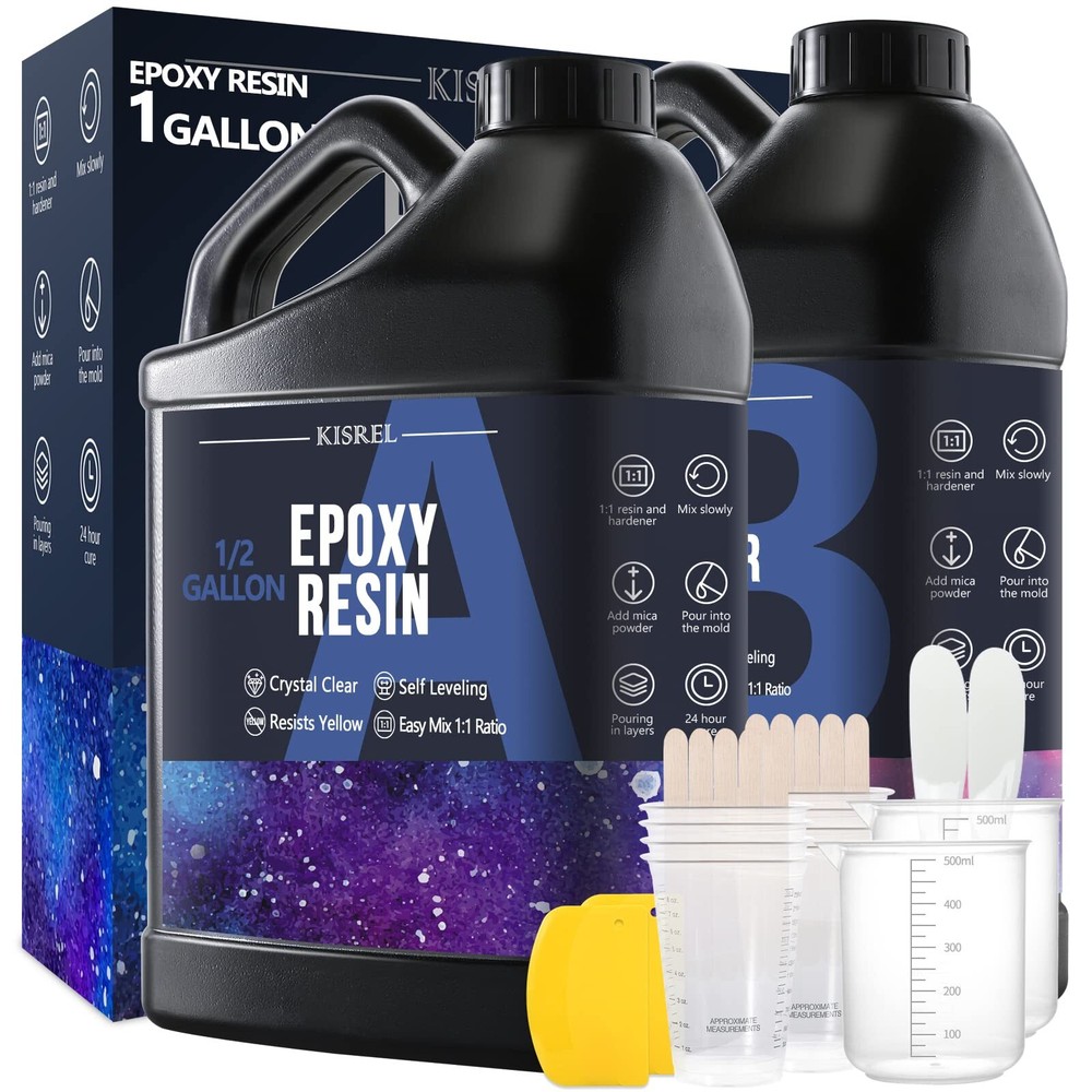 1Gal Crystal Clear Epoxy Resin Kit for Art Crafts – No Yellowing or Bubbles