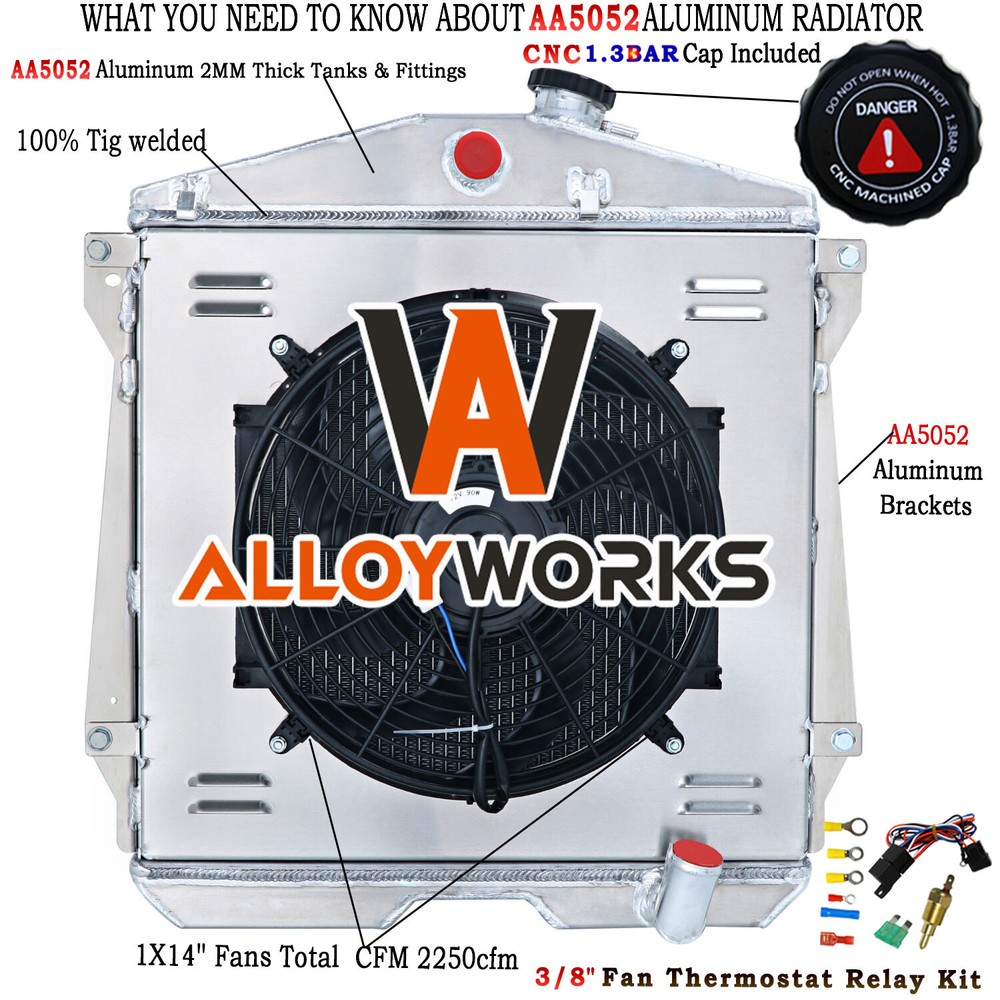 4 Row Radiator Shroud Fan For 1943-1948 Chevy Car Sedan Coupe 3.5 3.8 6 Cylinder