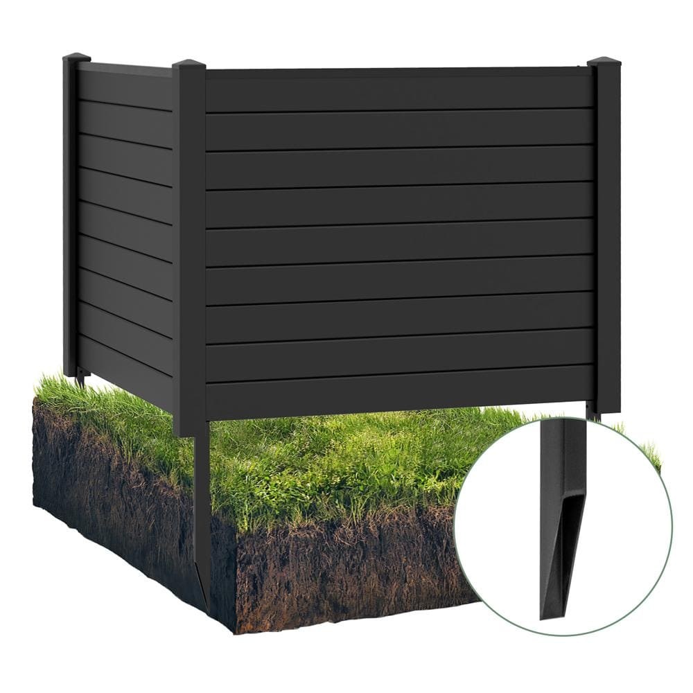 3.1x4 ft Black Privacy Framed Vinyl Fence Panel for Outdoor Decoration