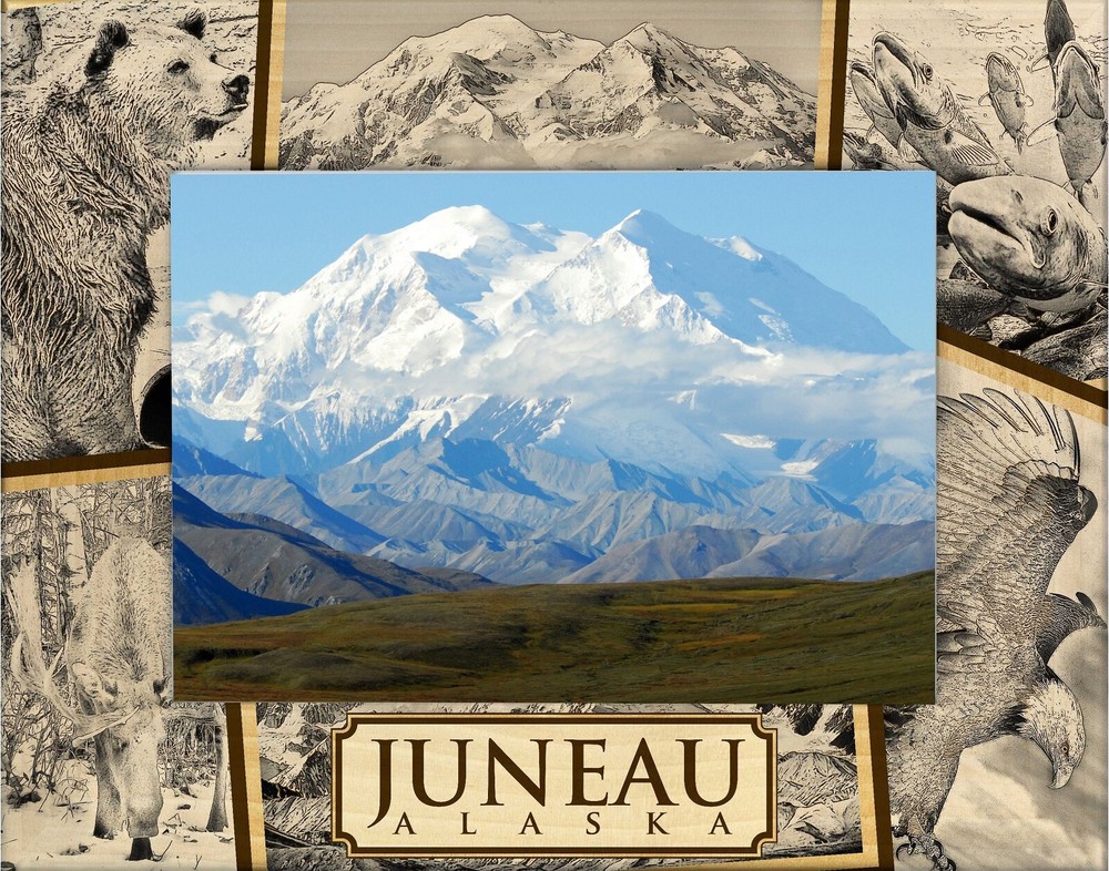 Juneau Alaska Laser Engraved Wood Picture Frame (4 x 6)