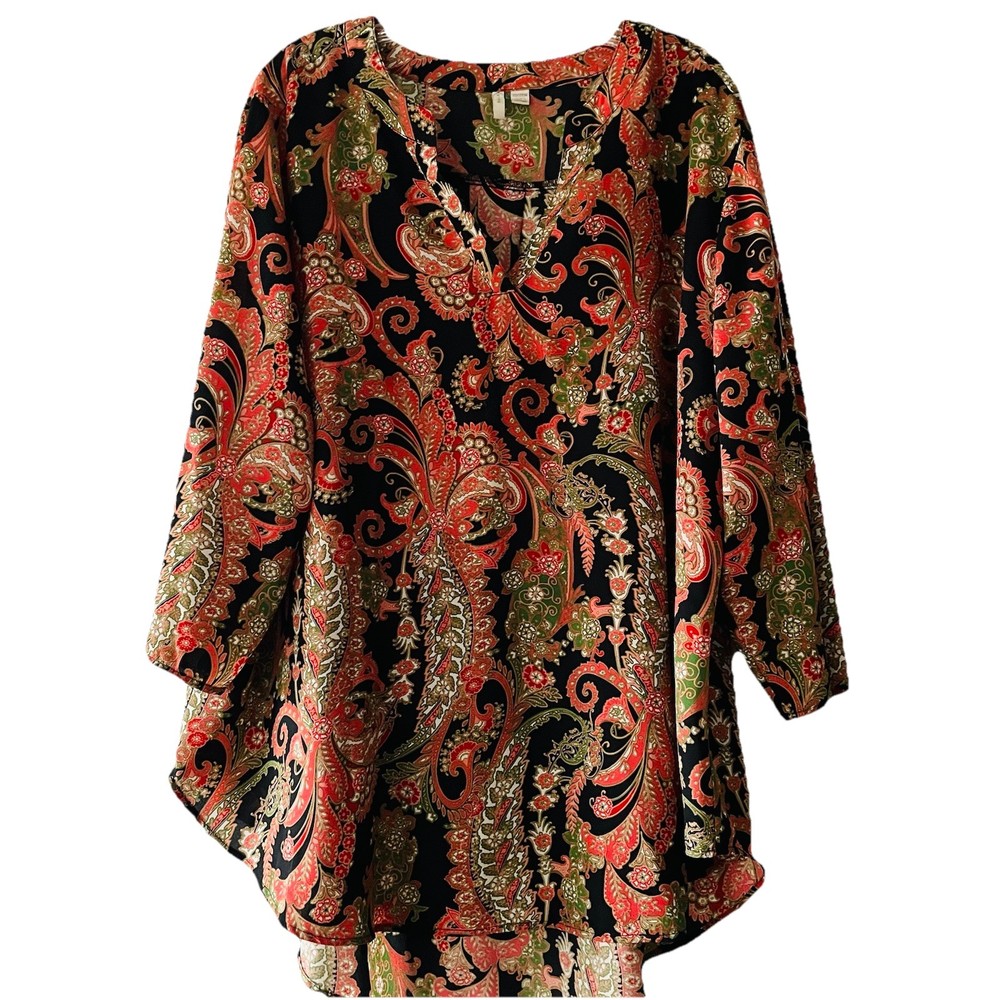 Est 1946 Women Plus Size 22/24 Floral Preppy Roll Tab Sleeve High Low Shirt Top