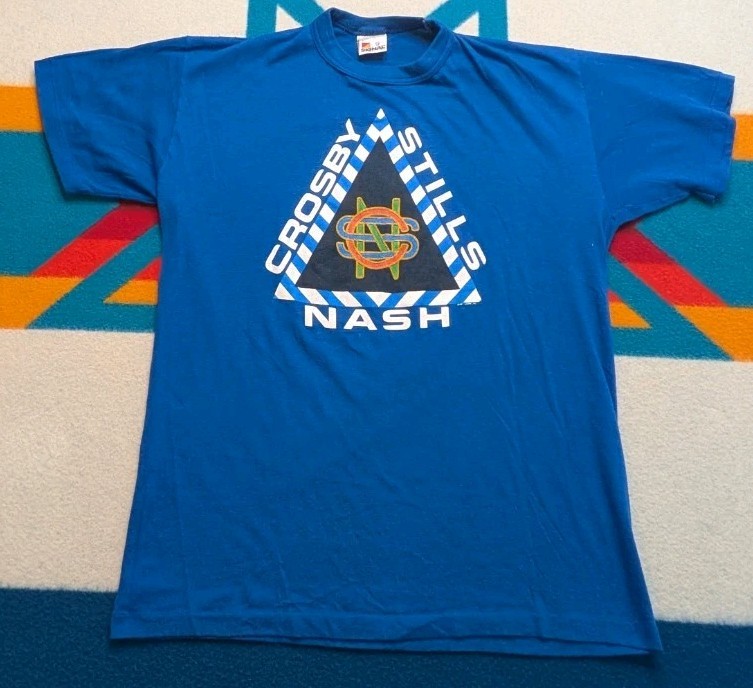 Vintage 1987 Crosby Stills Nash Tour Shirt XL USA Single Stitch Band Tee