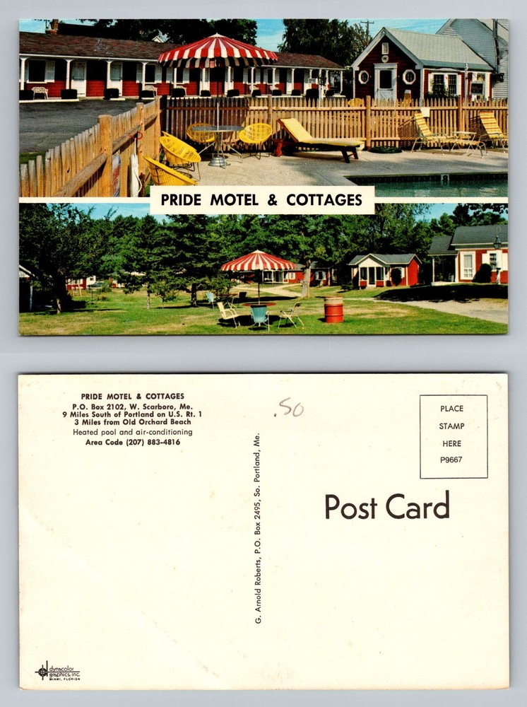 West Scarboro, ME-Maine, Pride Motel & Cottages Heated Pool Vintage Postcard