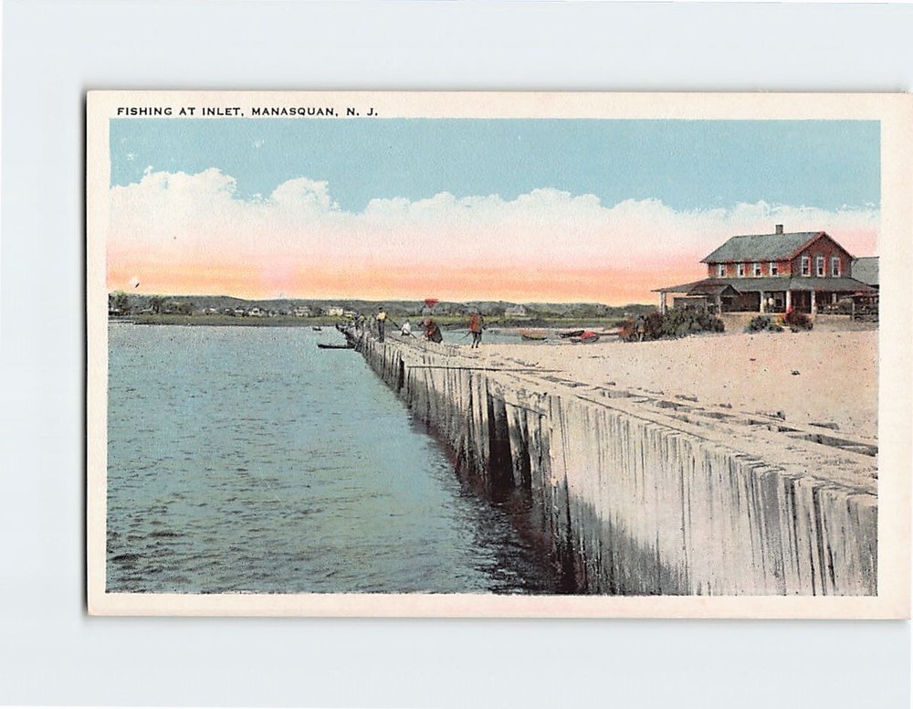 Postcard Fishing at Inlet Manasquan NJ USA