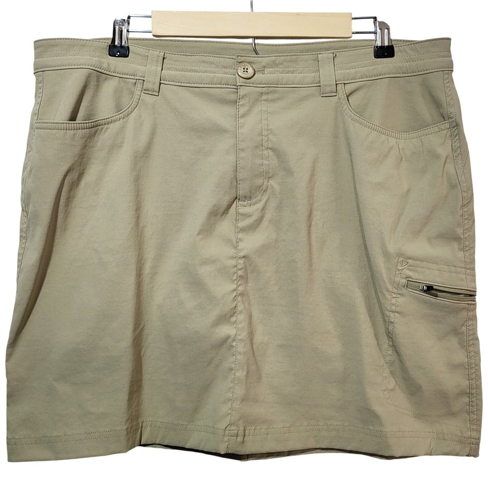 Eddie Bauer Travex Khaki Hiking Skort Womens 16 Tan Stretch Outdoor Travel Skirt