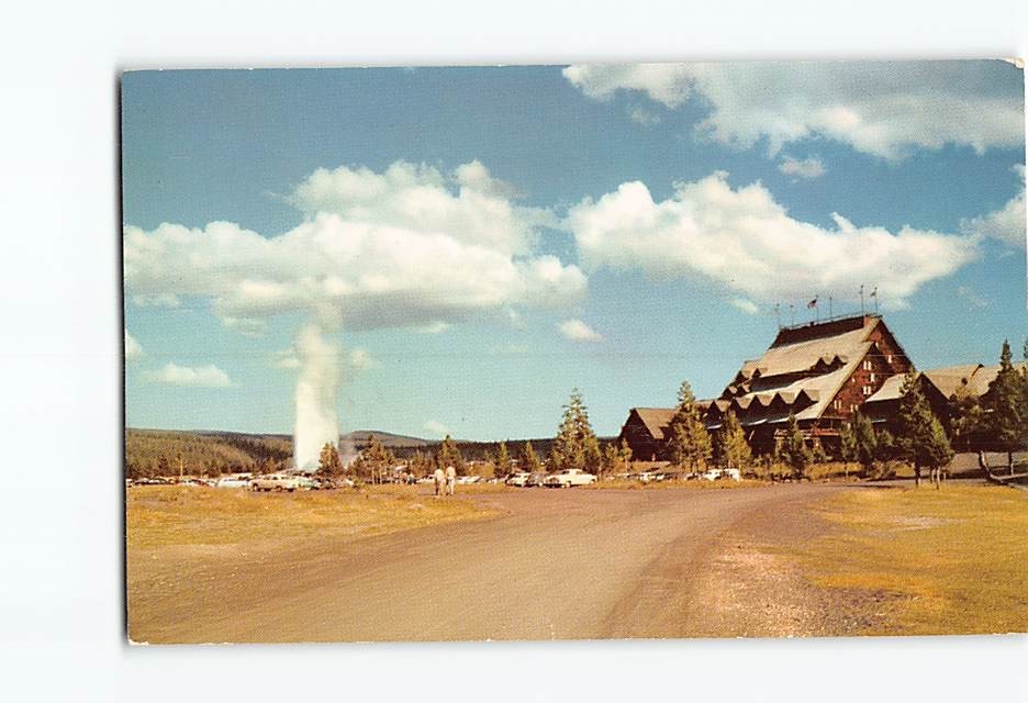 Postcard Old Faithful Inn Old Faithful Geyser Yellowstone National Park Wyoming