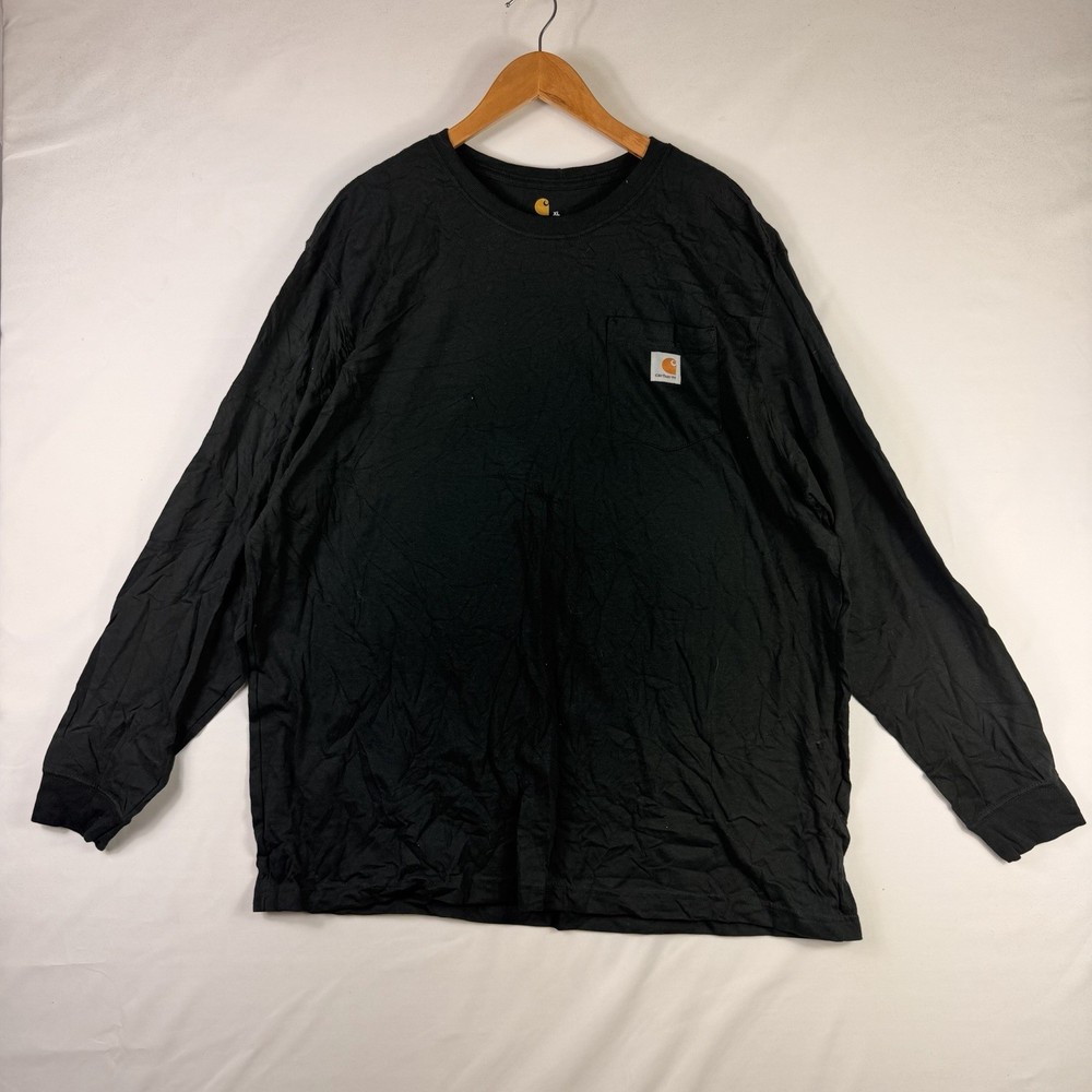 Carhartt T-Shirt Men's XL Black Long Sleeve Pocket Tee Original Fit 100% Cotton
