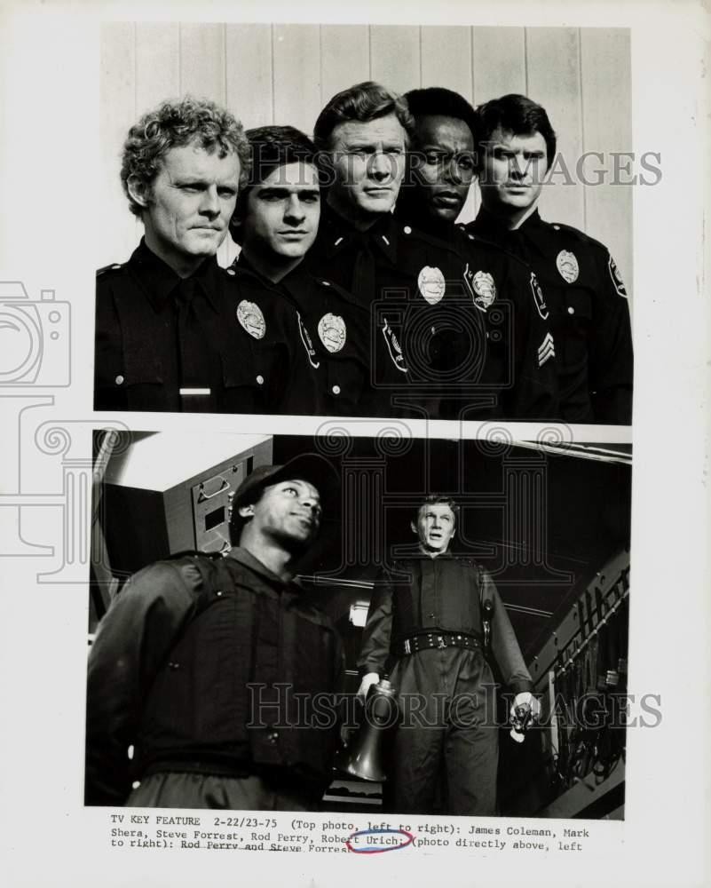1975 Press Photo Actors Rod Perry and Steve Forrest with Co-Stars in Scenes