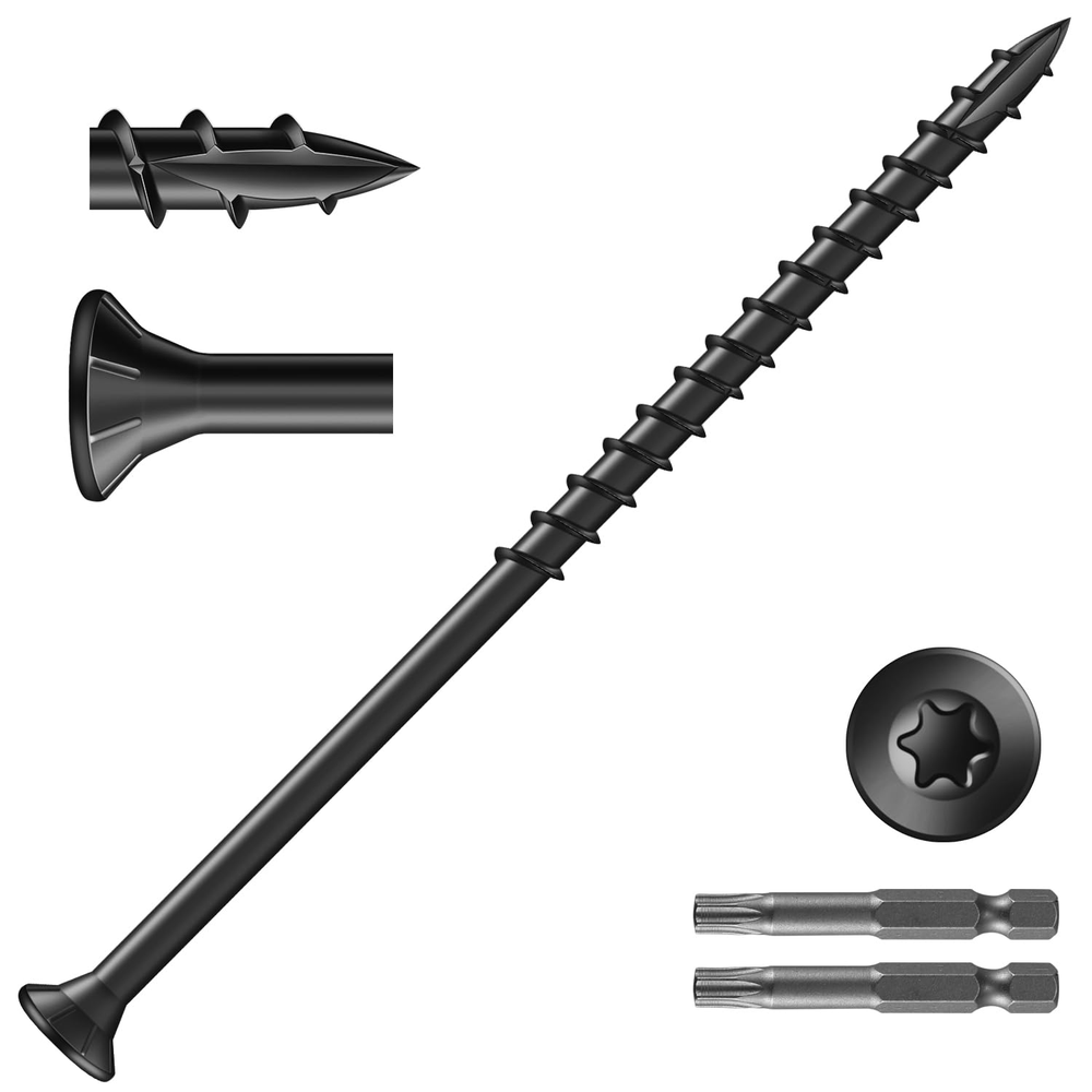 10x4 Inch Exterior Deck Screws (510Pcs) 10Lb - Carbon Steel Black Wood Screws