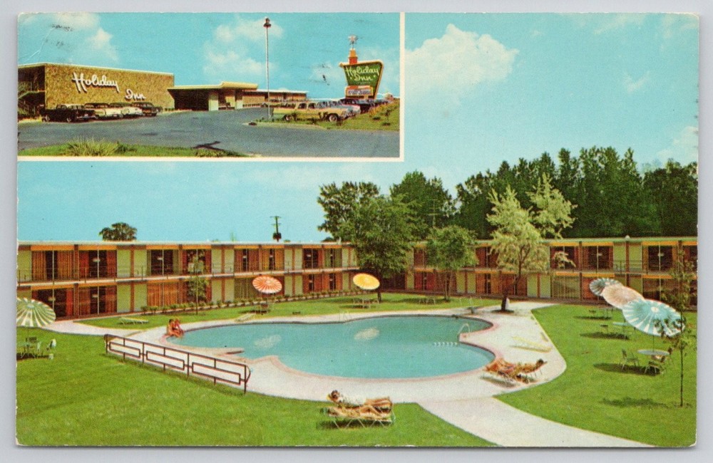 1965 Holiday Inn Des Moines IA Vintage Postcard Pool Mid-Century Modern