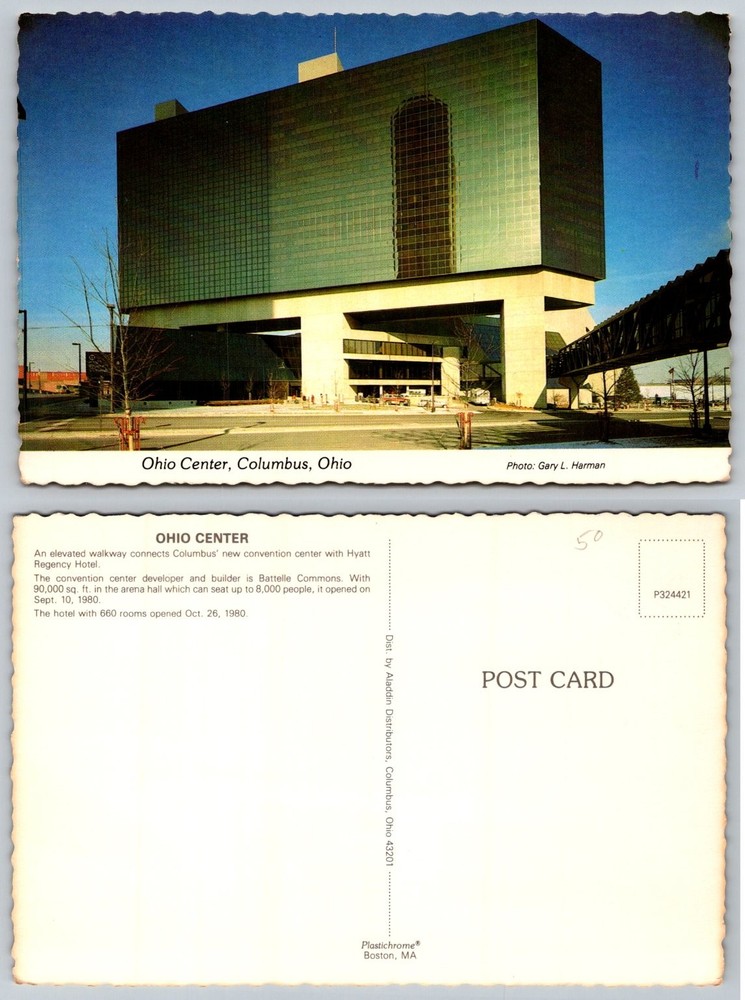 Ohio Center Columbus OH Hyatt Regency Hotel 1980 Modern Architecture Postcard