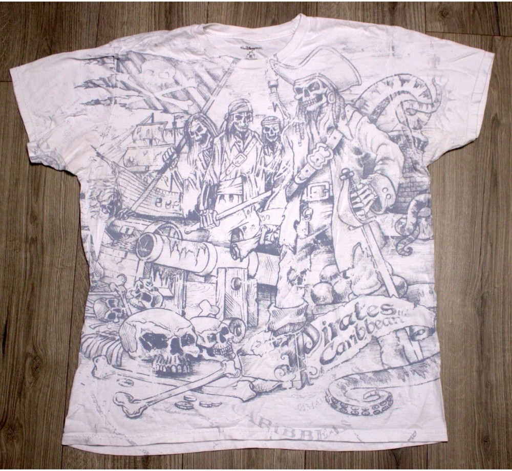 Pirates Of The Caribbean T Shirt Disney Parks Villains All Over Print XL MENS
