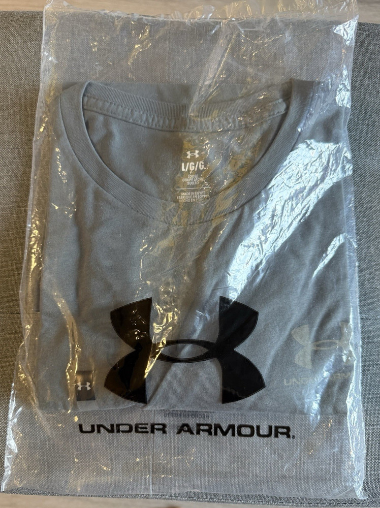 Under Armour Men's Gray Logo Loose Fit Crew Neck Short Sleeve T-Shirt L