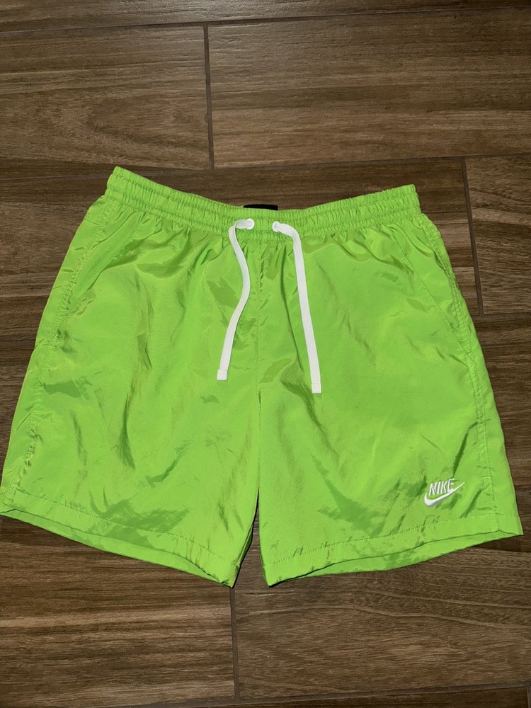 Nike Mens Sportswear Woven Flow Shorts Mens M Lime Green Mesh Lined Medium