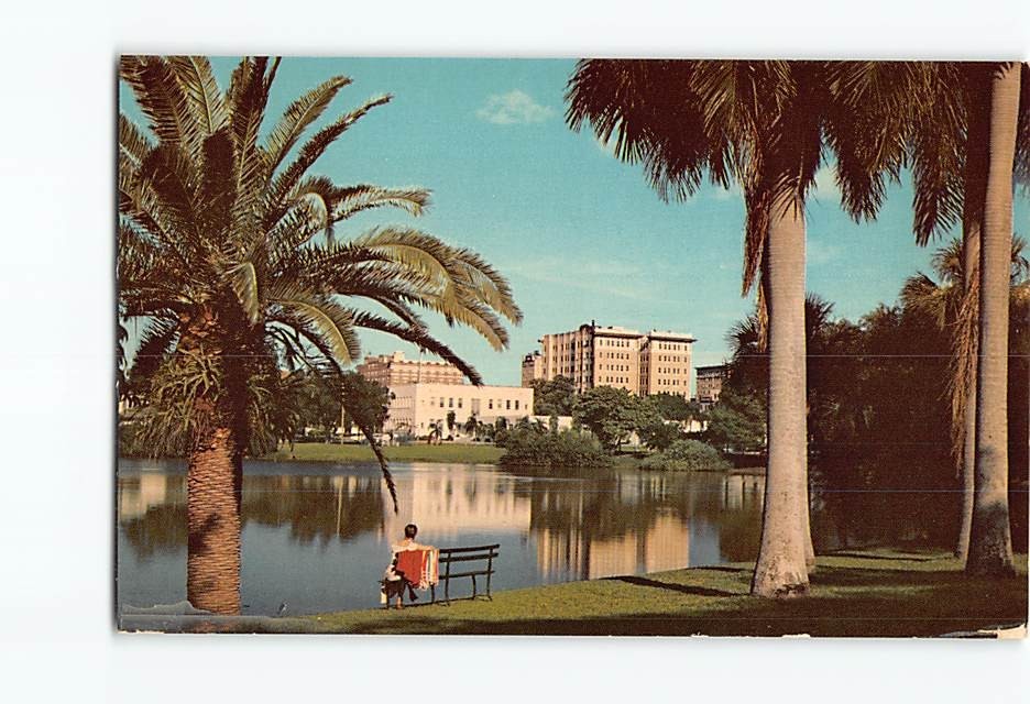Postcard St. Petersburg Skyline from Mirror Lake Florida USA