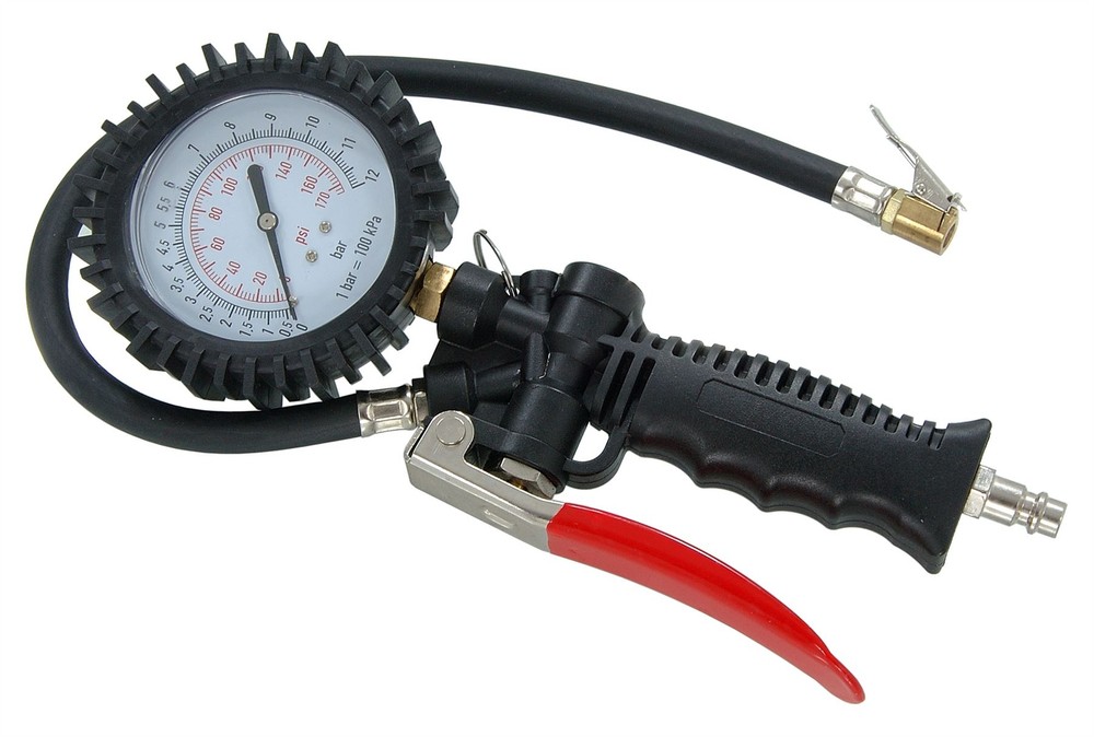 Air Line Tyre Inflator And Pressure Gauge With Pistol Grip - 0 - 220 Psi