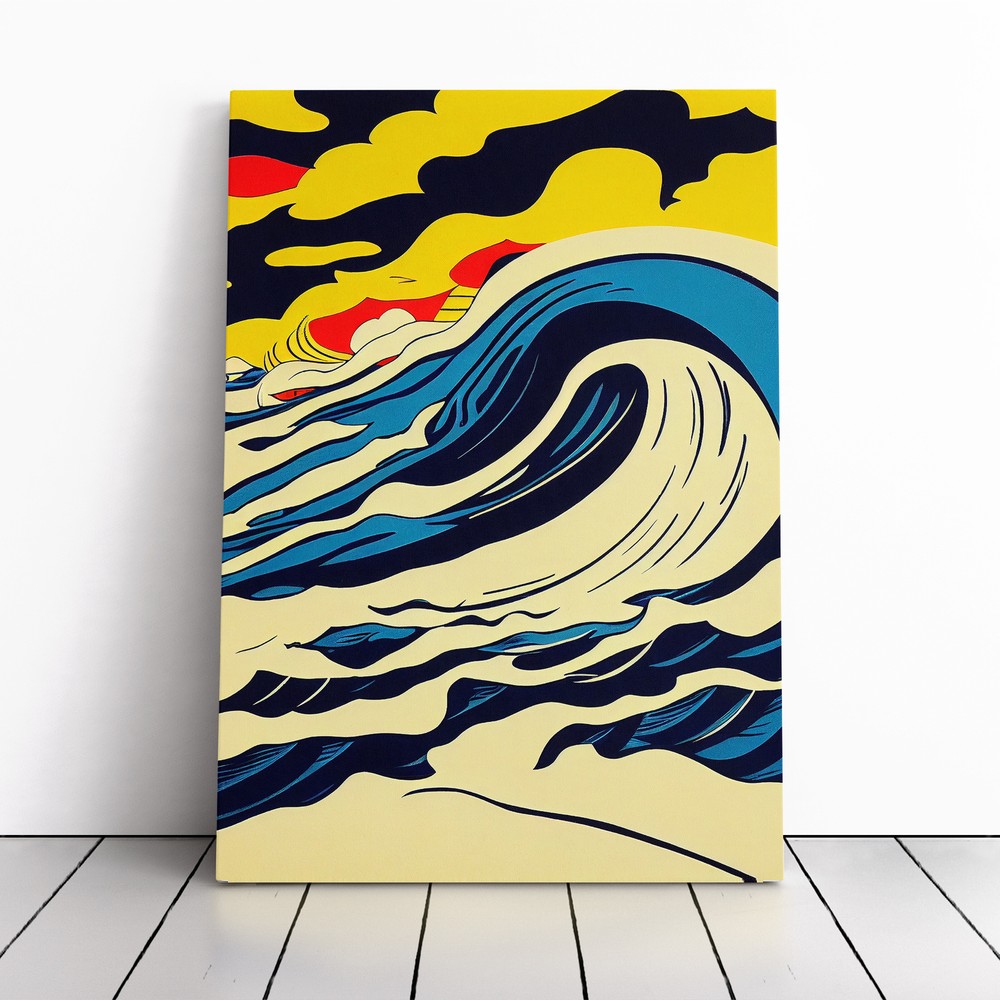 Pop Art Ocean Wave No.2 Canvas Wall Art Print Framed Picture Decor Dining Room