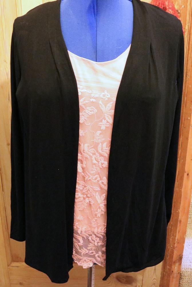 Anne Weyburn 2 in 1 Cardigan & Pink Lace Top Size 10/12