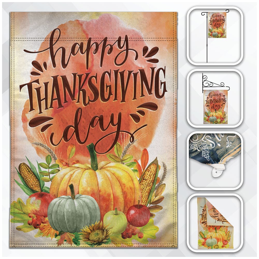 Thanksgiving Pumpkins 12x18in Fall Garden Flag for Front Yard Decor