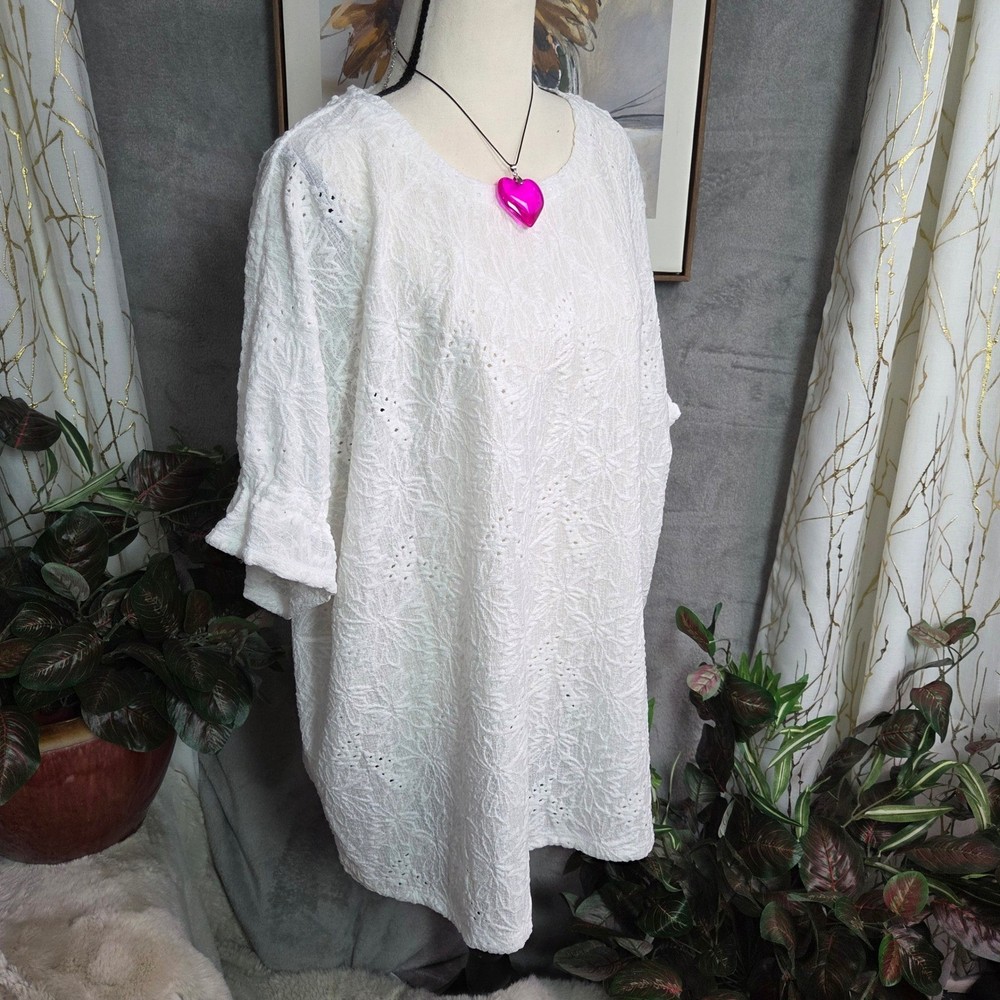 Michael Kors White Eyelet Embroidered Top Tunic Plus Size 3X
