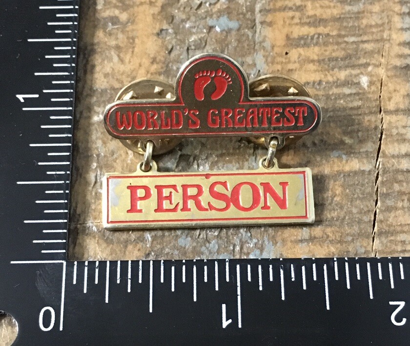 Vintage World’s Greatest Person Hang Ten Dangle Lapel Hat Pin