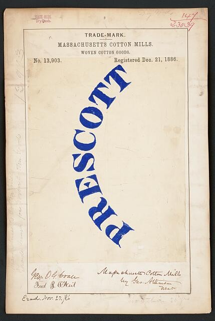 Photo: Massachusetts Cotton Mills for Prescott brand Woven Cotton Goods